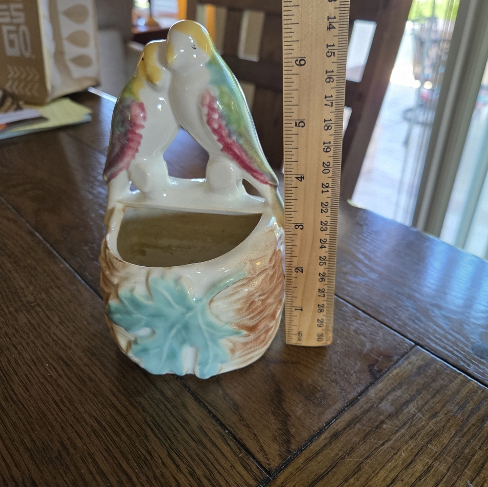 Vintage 50's Morton Pottery Lovebirds Wall Pocket Planter - Picture 10 of 10